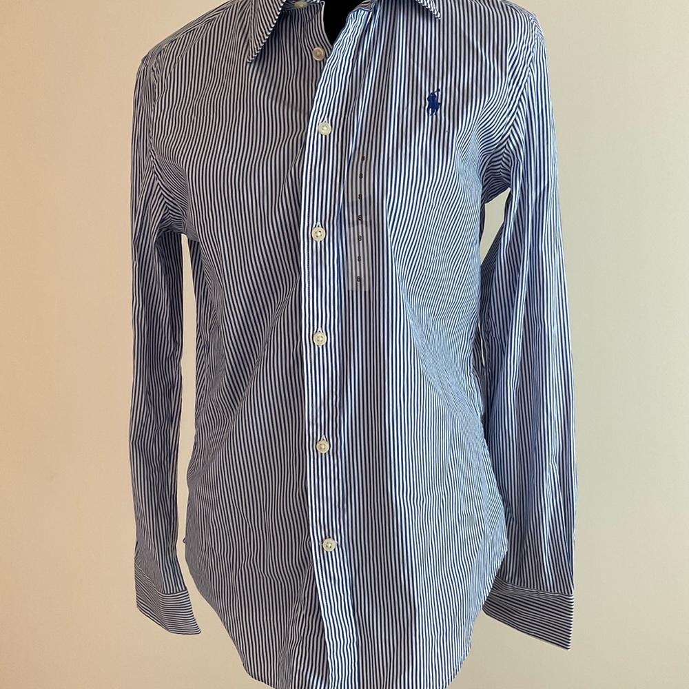 Polo by Ralph Lauren Women’s Classic Blue and White Striped Shirt